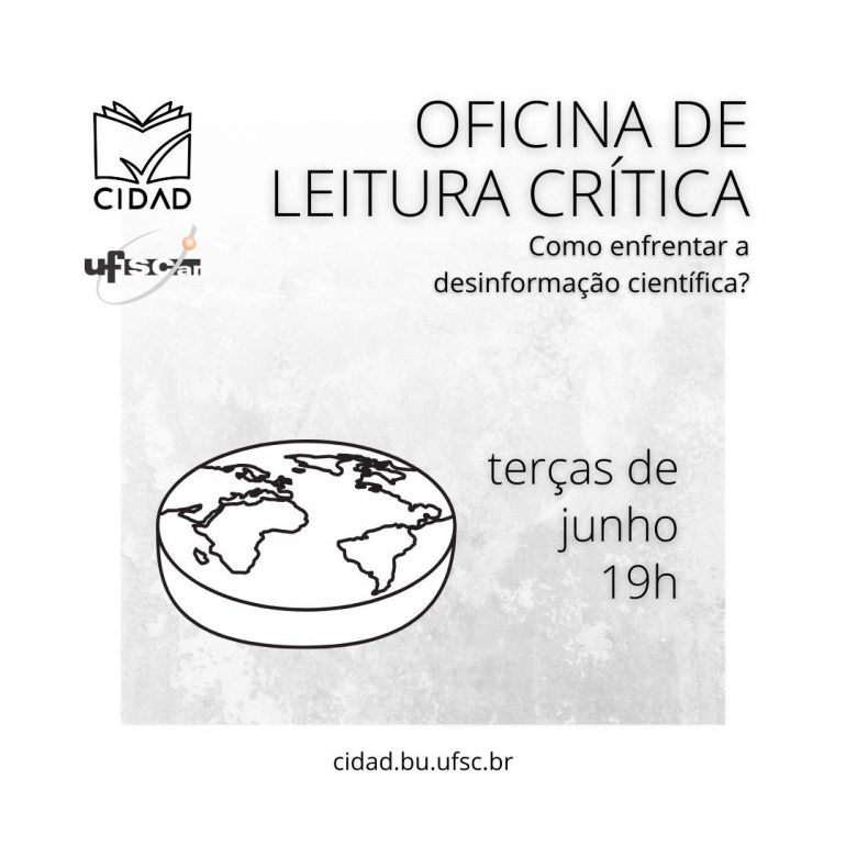 Cartaz do evento. A imagem contém o título e data do evento. O logotipo do CIDAD está no canto superior esquerdo. Abaixo está o desenho ilustrativo do planeta Terra em formato de disco. O site do CIDAD está centralizado na parte inferior do cartaz.